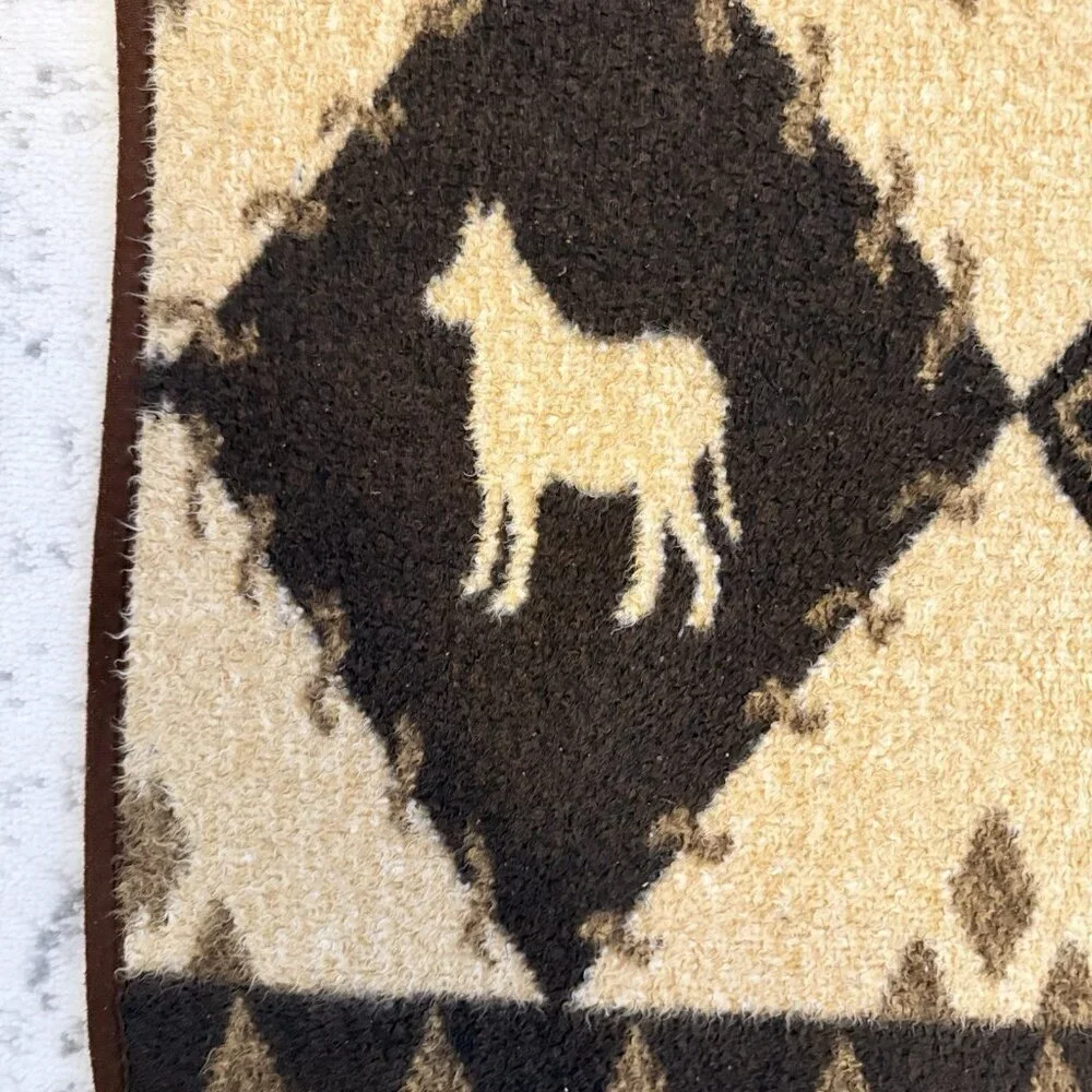 Vintage San Marcos Reversible Animal Throw Blanket Browns 56X80 Moose Bear Horse
